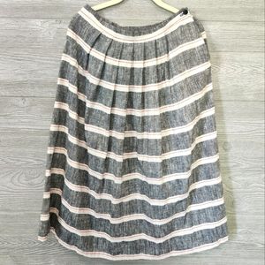 Vintage 80s striped pleated midi skirt